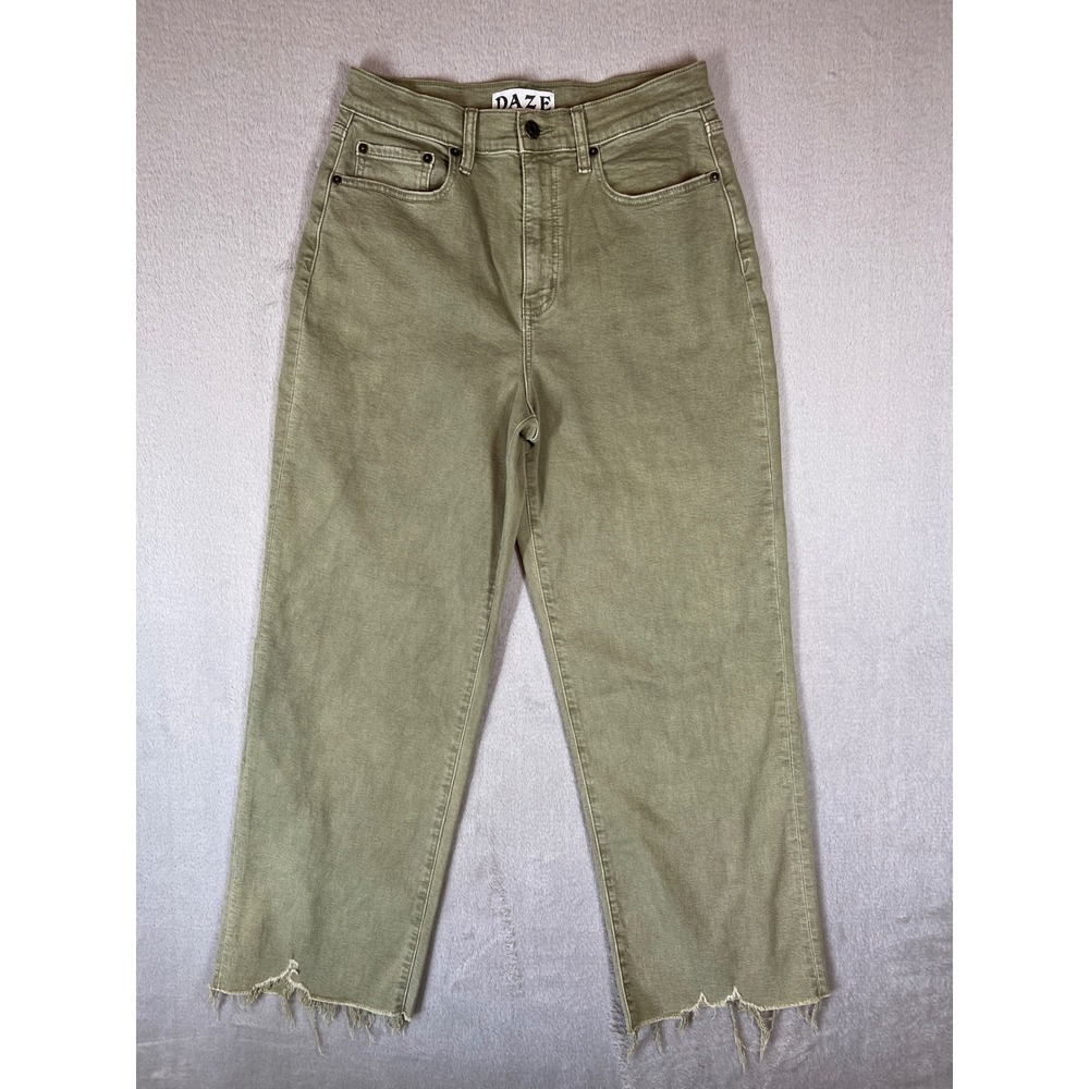 Daze Denim Tough Love High Rise Straight Leg Jeans Matcha Green Women's 28
